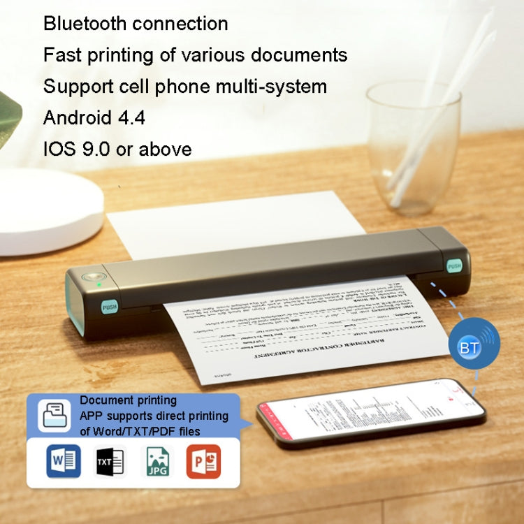 M08F Bluetooth Wireless Handheld Portable Thermal Printer, Black Green A4 Version, Black A4 Version, White A4 Version, White Orange A4 Version, Green A4 Version, Pink A4 Version, Gray A4 Version, Silver A4 Version, Black Green Letter Version           ...