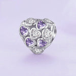 Sterling Silver S925 Heart Zirconia Infinity Symbol White Gold Plated Bracelet Beads, SCC2451