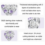 Sterling Silver S925 Heart Zirconia Infinity Symbol White Gold Plated Bracelet Beads, SCC2451