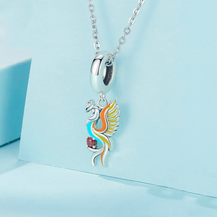 Sterling Silver S925 Phoenix Bracelet Beads Longevity Bird Zircon Pendant, SCC2444