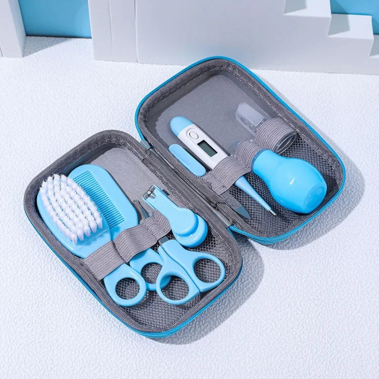 JR-6006 8 in 1 EVA Bag Baby Cleaning Care Set Baby Daily Cleaning Kit, Blue, Pink, Yellow