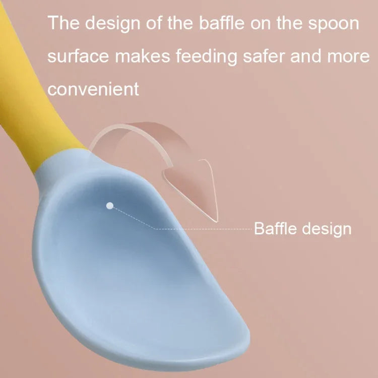 Children Eating Training Tableware Baby Bendable Silicone Soft Spoon, Green