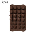 2pcs Silicone Chocolate Mold Jelly Christmas Candy Cake Mould, Style:, Gift Box, Shell, Star, Heart To Heart