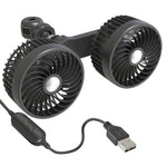 F6207 Car Rear Seat Zip Lock USB Double Head Fan, USB, Cigarette Lighter with USB