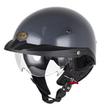 SOMAN Motorcycle Half Helmet Adjustable Helmet With Inner Mirror, M, L, XL, XXL