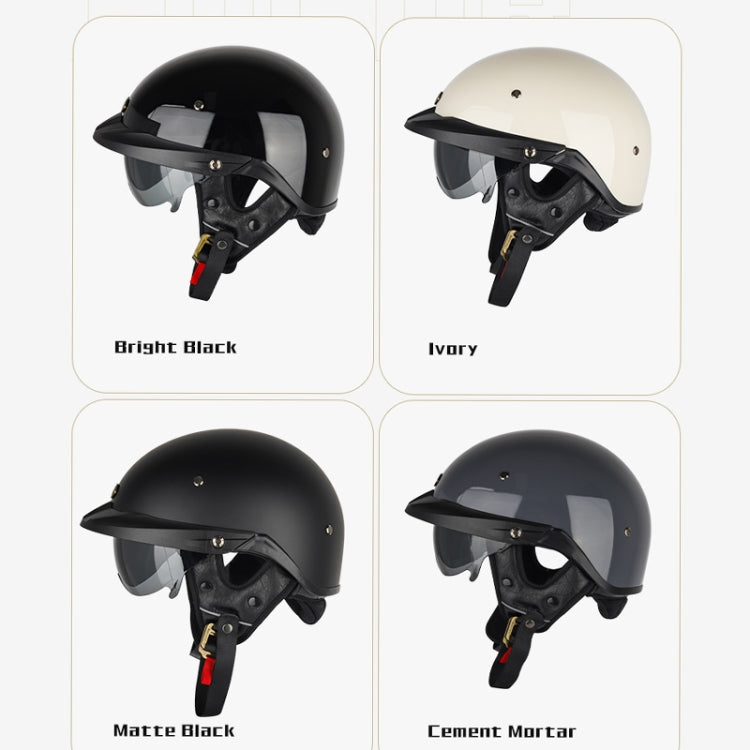 SOMAN Motorcycle Half Helmet Adjustable Helmet With Inner Mirror, M, L, XL, XXL