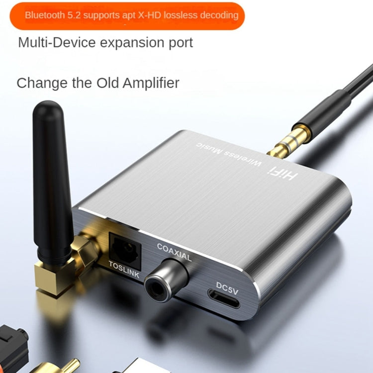 Bluetooth 5.2 Audio Receiver 3.5MM AUX Coaxial Fiber APTX HD Bluetooth Adapter, D300