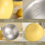 304 Stainless Steel Food Grade Dishes Bowl Kitchen Baking Stirring Bowl Vegetables Sandwood Basin, 19cm (Yellow), 22cm (Yellow), 24cm (Yellow), 19cm (White), 22cm (White), 24cm (White)