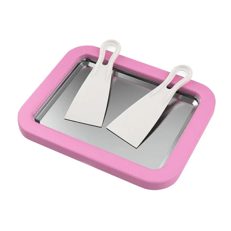 Mini Household Fried Yogurt Machine Children Homemade DIY Fried Ice Tray, Stainless Steel Green 26x21cm, Stainless Steel White 26x21cm, Stainless Steel Pink 22.5x17.5cm, Stainless Steel White 22.5x17.5cm, Aluminum Alloy White 22.5x17.5cm
