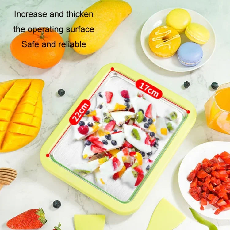 Mini Household Fried Yogurt Machine Children Homemade DIY Fried Ice Tray, Stainless Steel Green 26x21cm, Stainless Steel White 26x21cm, Stainless Steel Pink 22.5x17.5cm, Stainless Steel White 22.5x17.5cm, Aluminum Alloy White 22.5x17.5cm