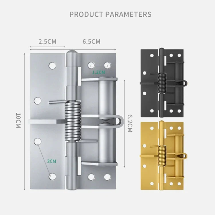 4 Inch Multifunctional Door Closer Automatic Door Closing Hinge, Color Steel Silver, Black, Color Steel Gold