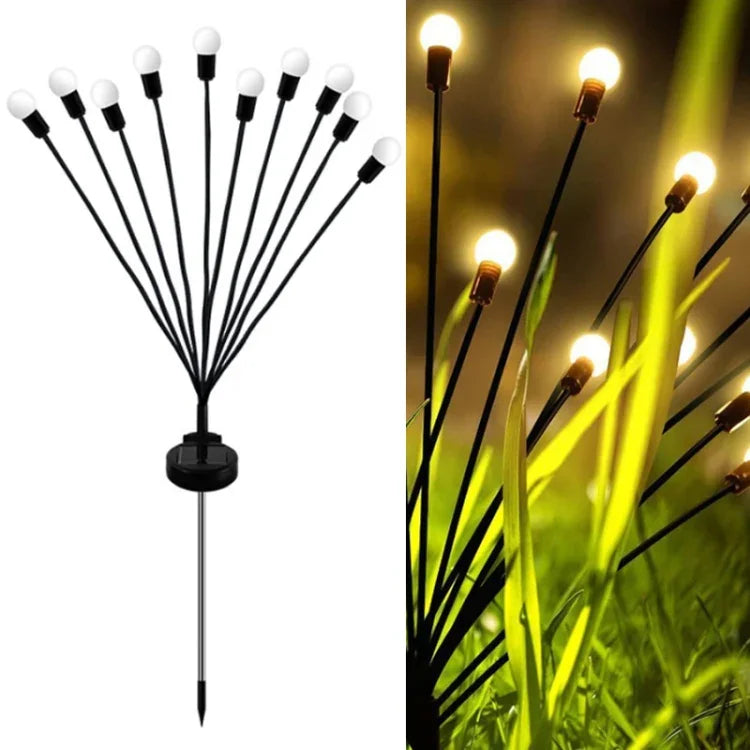 2sets Solar Firefly Lights Christmas Outdoor Garden Waterproof Lawn Lights, 6 Head Warm Light, 6 Head Color Light, 8 Head Warm Light, 8 Head Color Light, 10 Head Warm Light, 10 Head Color Light