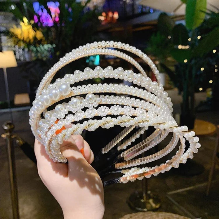 Sweet Pearl Headband Retro Versatile Hair Accessories, 1A, 2B, 3C, 4, 5, 6, 7, 8, 9, 10, 11, 12, 13, 14, 15, 16, 17, 18, 19, 20
