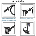 Double-clamp Camera Phone Holder Extended Metal Bending Bracket, Double-clamp