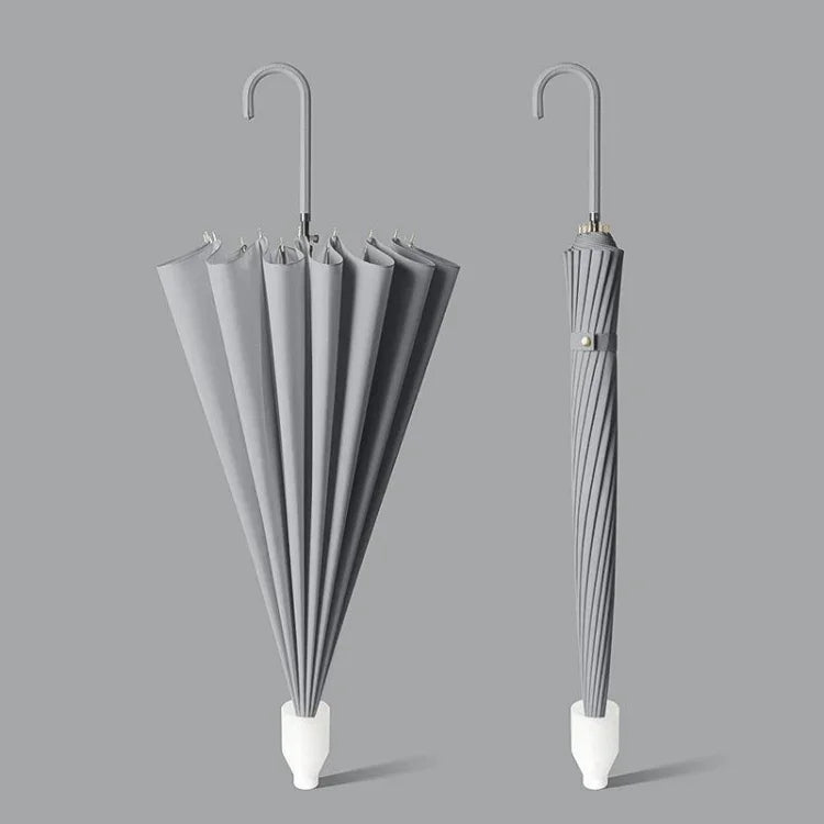 16 Bone Automatic Long Handle Double Sunny And Rain Dual Use Umbrella, With Waterproof Cover Beige, With Waterproof Cover Black, With Waterproof Cover Purple, With Waterproof Cover Green, With Waterproof Cover White, With Waterproof Cover Matcha       ...