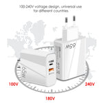 A502 65W USB-C/Type-C+USB Dual Port GaN Charger QC3.0 Laptop Universal Charger, EU Plug Black, EU Plug White, US Plug Black, US Plug White, UK Plug Black, UK Plug White