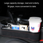 Car Central Control Seat Gap Storage Box with Dual USB Ambient Lights, Suede Khaki Co-pilot
