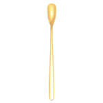 15cm 304 Stainless Steel Spoon Coffee Square Head Spoon Long Handle Mixing Spoon, Stainless Steel Color, Titanium Gold, Rose Gold, Titanium Black, Blue, Purple