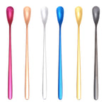 15cm 304 Stainless Steel Spoon Coffee Square Head Spoon Long Handle Mixing Spoon, Stainless Steel Color, Titanium Gold, Rose Gold, Titanium Black, Blue, Purple