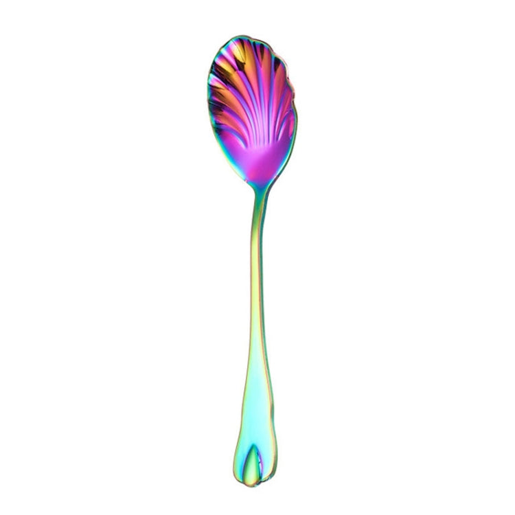 Stainless Steel Water Droplet Shell Spoon Ice Cream Spoon Coffee Mixing Spoon, Stainless Steel Color, Gold, Rose Gold, Colorful, Blue, Black