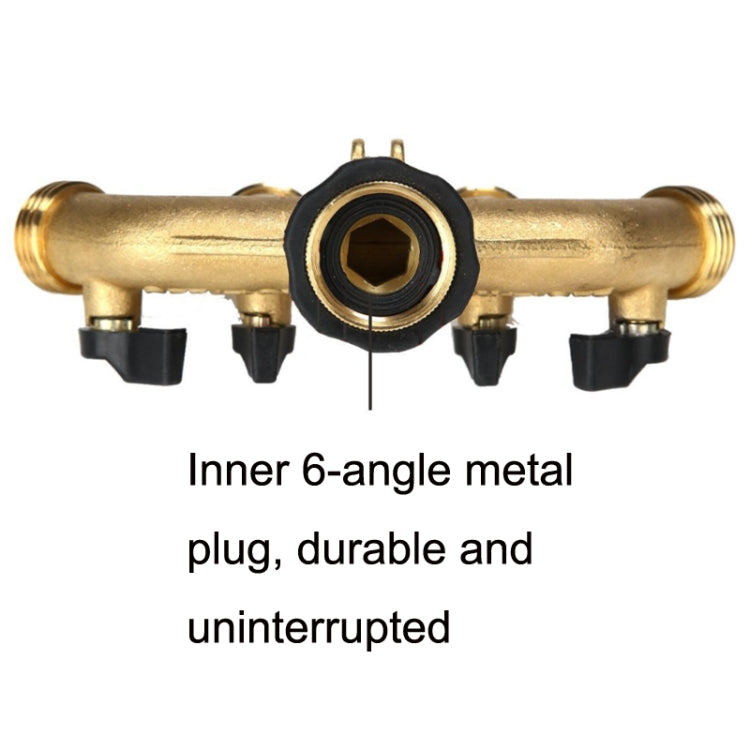 Garden Watering Agricultural Irrigation Family Car Wash Faucet Copper 4-way Ball Valve Water Divider, European Thread, American Thread