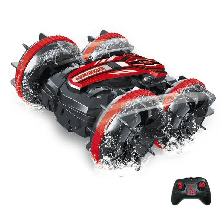 2.4G Amphibious Stunt Remote Control Car Double-sided Rolling Driving Children Electric Toys, Red, Green