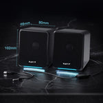 Havit A20 Plus Colorful Ambient Light Wired Computer Audio Stereo Surround Sound Speaker, Black, Bluetooth Version