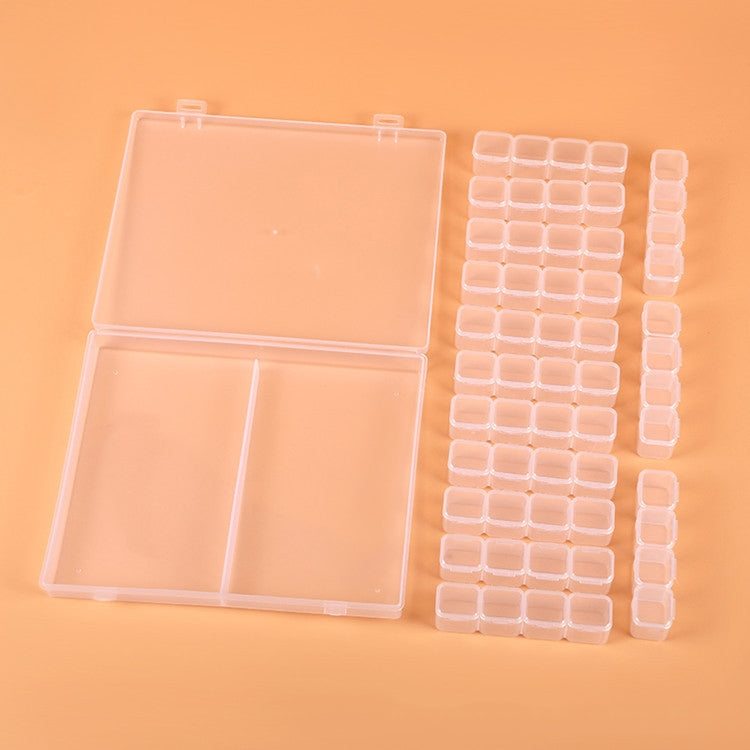 56 Slots Transparent Plastic Storage Box Jewelry Nail Art Rhinestone Bead Box, Transparent, Colored