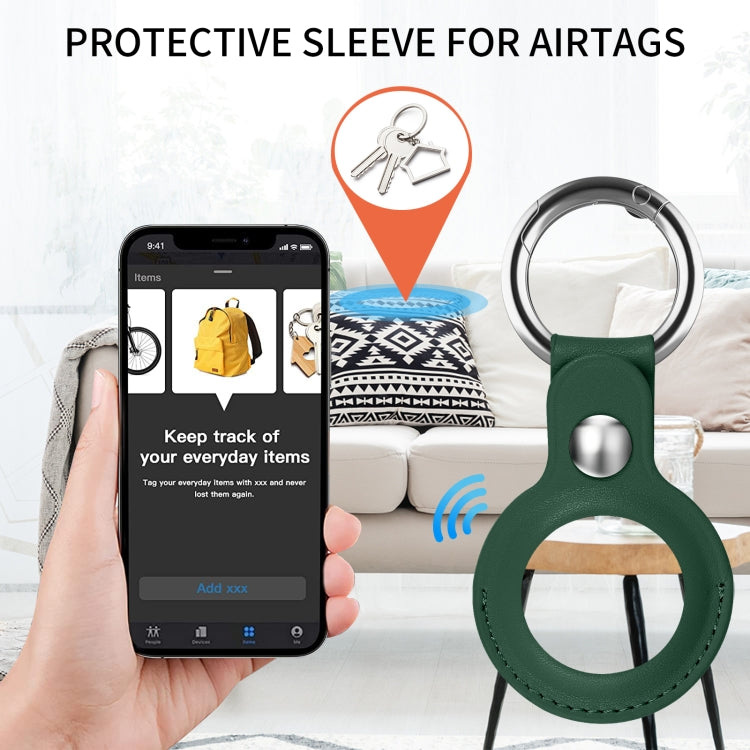 For AirTag 2nd Gen / AirTag 1st Gen Tracker Locator Faux Leather Case Protective Cover