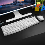 K-Snake WK800 Wireless 2.4G Keyboard Mouse Set Tabletop Computer Notebook Business Office House Use, White, Black