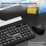 K-Snake WK800 Wireless 2.4G Keyboard Mouse Set Tabletop Computer Notebook Business Office House Use, White, Black