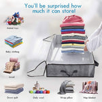 Non-Woven Fabric Foldable Underbed Storage Bag for Clothes Blankets 100x50x18cm, 100x50x18cm(Printing Gray)