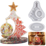 Crystal Epoxy Resin Christmas Tree Silicone Mold, Without Bead Chain, With 10pcs Gold Bead Chain, With 10pcs Silver Bead Chain, With 10pcs Colorful Bead Chain
