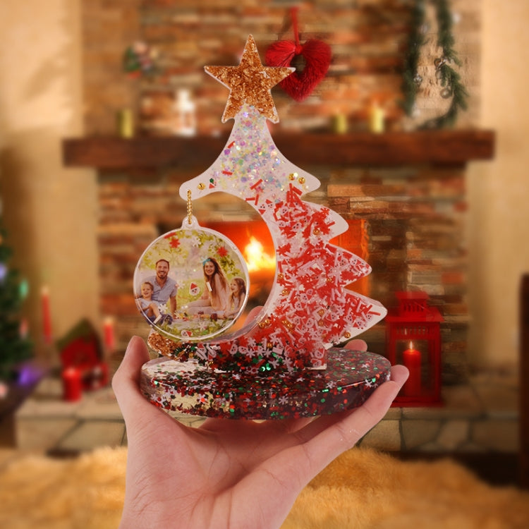 Crystal Epoxy Resin Christmas Tree Silicone Mold, Without Bead Chain, With 10pcs Gold Bead Chain, With 10pcs Silver Bead Chain, With 10pcs Colorful Bead Chain