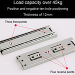 1 Pair Thickened Three Sections Ball Slide Mute Drawer Track Rail, 4 inch 10cm, 6 inch 16cm, 8 inch 20cm