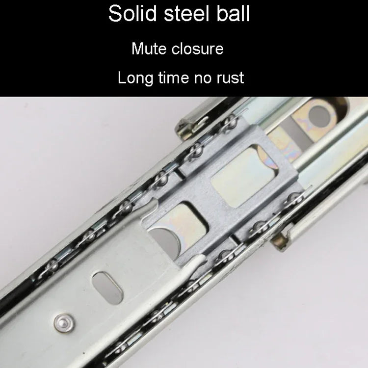 1 Pair Thickened Three Sections Ball Slide Mute Drawer Track Rail, 4 inch 10cm, 6 inch 16cm, 8 inch 20cm