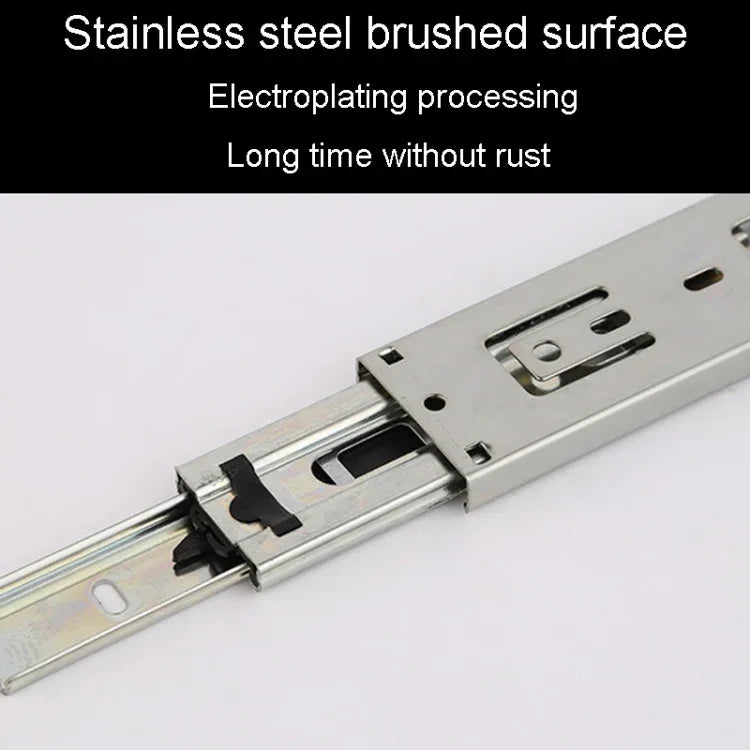 1 Pair Thickened Three Sections Ball Slide Mute Drawer Track Rail, 4 inch 10cm, 6 inch 16cm, 8 inch 20cm