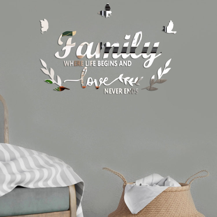 Acrylic Familylove Stereoscopic Mirror Wall Stickers Home Self-Adhesive Decorative Soft Mirror, Familylove