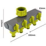 Garden Lawn Watering EU Threaded Faucet One Input Four Output Valve Diverter, Green And Gray