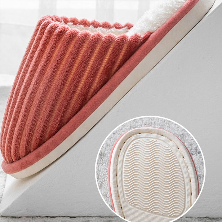 Corduroy Cotton Slippers Winter Warm Non-Slip Thick Sole Flat Shoes, 36-37, 40-41, 42-43