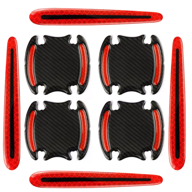 8pcs/set Car Door Handle Rearview Mirror Safety Warning Protective Reflective Sticker, Red, Yellow, White, Blue, Fluorescent Green