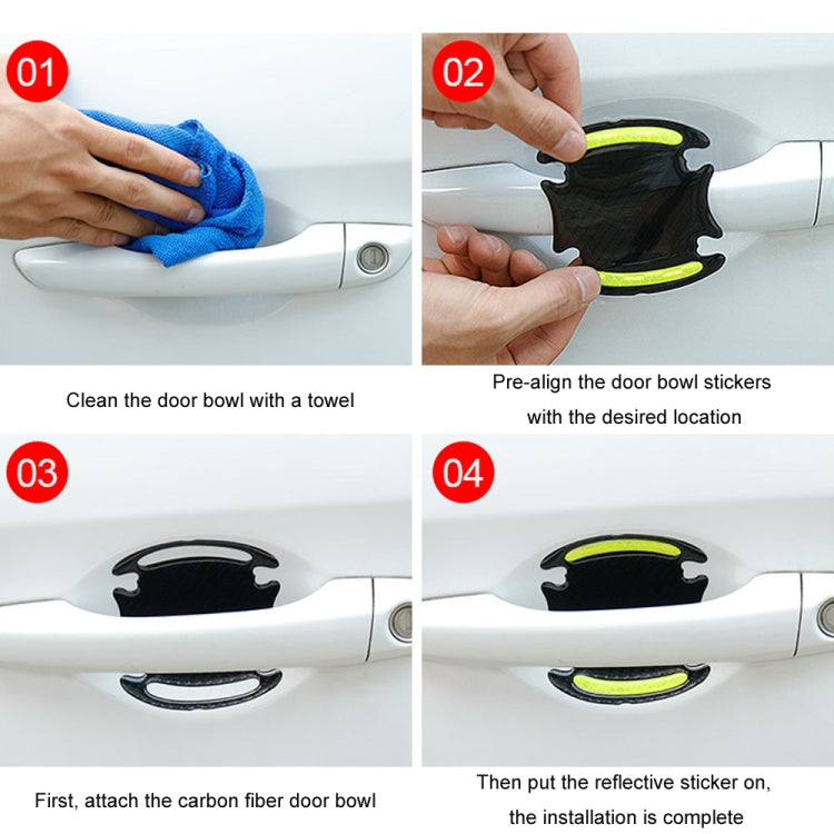 8pcs/set Car Door Handle Rearview Mirror Safety Warning Protective Reflective Sticker, Red, Yellow, White, Blue, Fluorescent Green