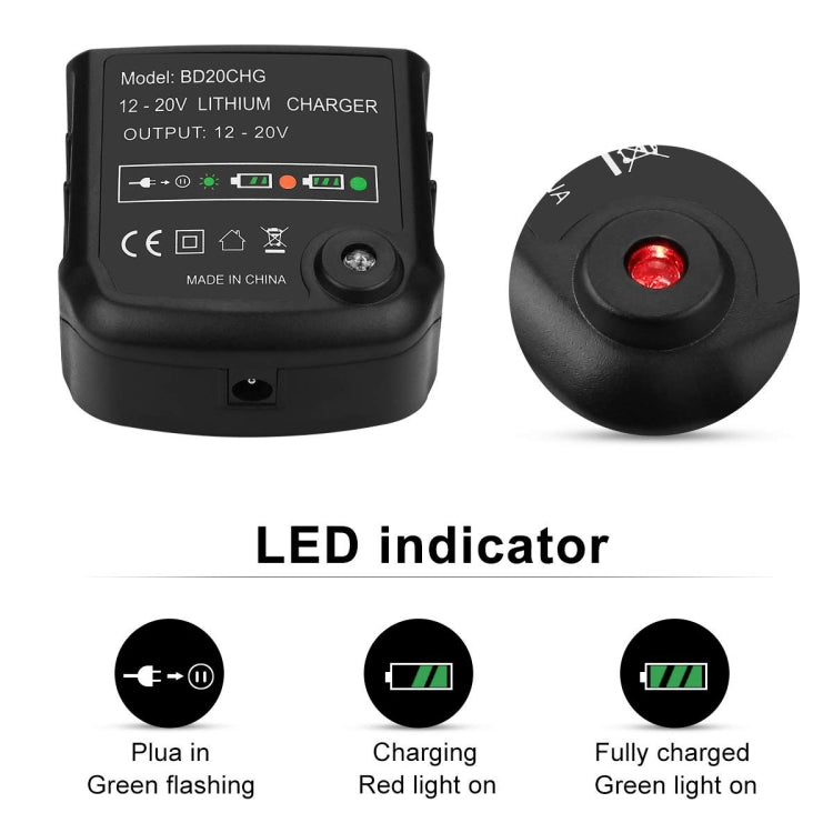 BD20CHG For Battery 20V Lithium Battery Charger Electric Tool Accessories, US, EU