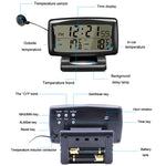 LCD Night Light Car Clock Automotive Electronics Inside And Outside Dual Thermometer, 2 in 1 Black