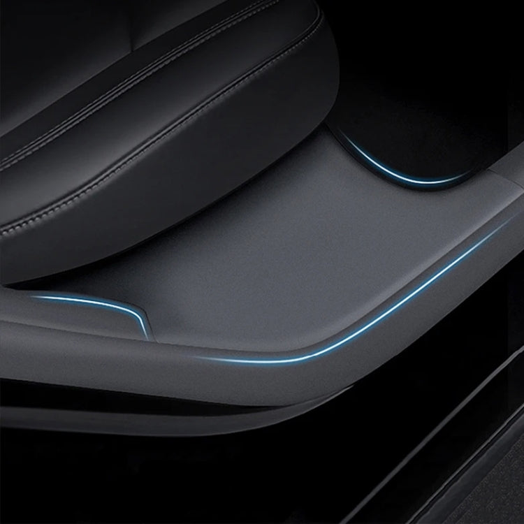 For Tesla Model Y Rear Door Built-In Sill Strip Rear Seats Anti-Kick Leather Protective Pad, Black, Carbon Fiber, TPE