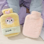 1L Hot Water Bag Dual Hands Plush Cute Hand Warmer, Black and White Puppy, Brown Bear, Fruit Green Frog, Yellow Duck, Pink Bunny, Consortium, Naughty Cat, Little Brown Bear, Little White Rabbit
