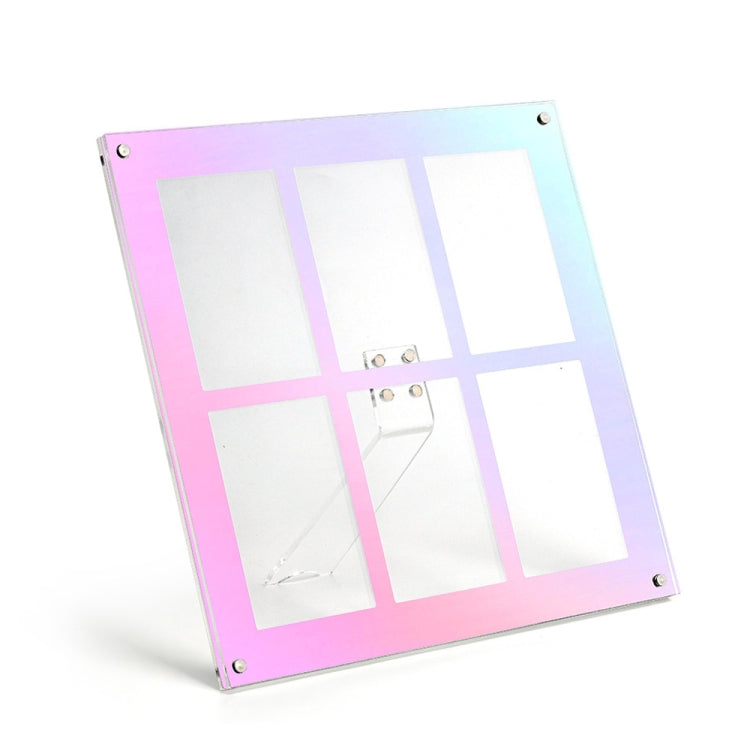 Six Palace Grid Color 3 Inch Three-Dimensional Magnet Photo Frame For Polaroids, Black, Fantasy, Mirror