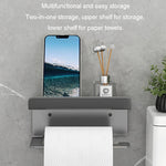 Stainless Steel Bathroom Roll Paper Holder No-Punch Cell Phone Storage Shelf, Phone Rack (White), Paper Rack (White）, Phone Rack (Black), Paper Rack (Black), Phone Rack (Gray), Paper Rack (Gray)