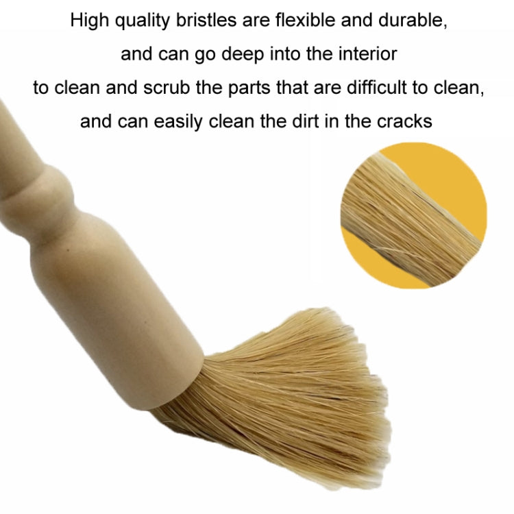 Car Interior Round Wooden Handle Air Vent Cleaning Brush, Wood Color