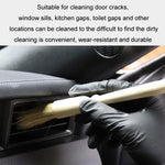 Car Interior Round Wooden Handle Air Vent Cleaning Brush, Wood Color